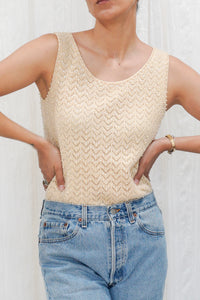 Vintage 1950-1960s Hand Beaded Knit Tank Top