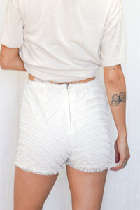 Vintage Tulle Ruffle High-Waist Mini Shorts