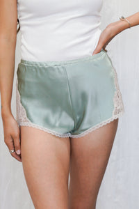 Vintage Christian Dior Sage Green Silk Satin Mini Shorts