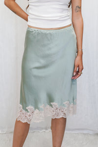 Vintage Christian Dior Sage Green Silk Slip Skirt