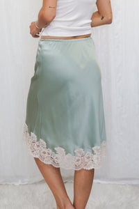 Vintage Christian Dior Sage Green Silk Slip Skirt