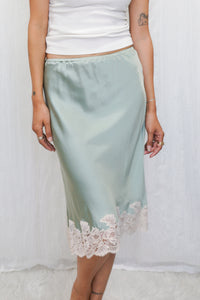 Vintage Christian Dior Sage Green Silk Slip Skirt