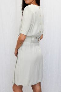 Vintage 1980-90s Crepe Knee-Length Pleated Dress with Matching Self Belt