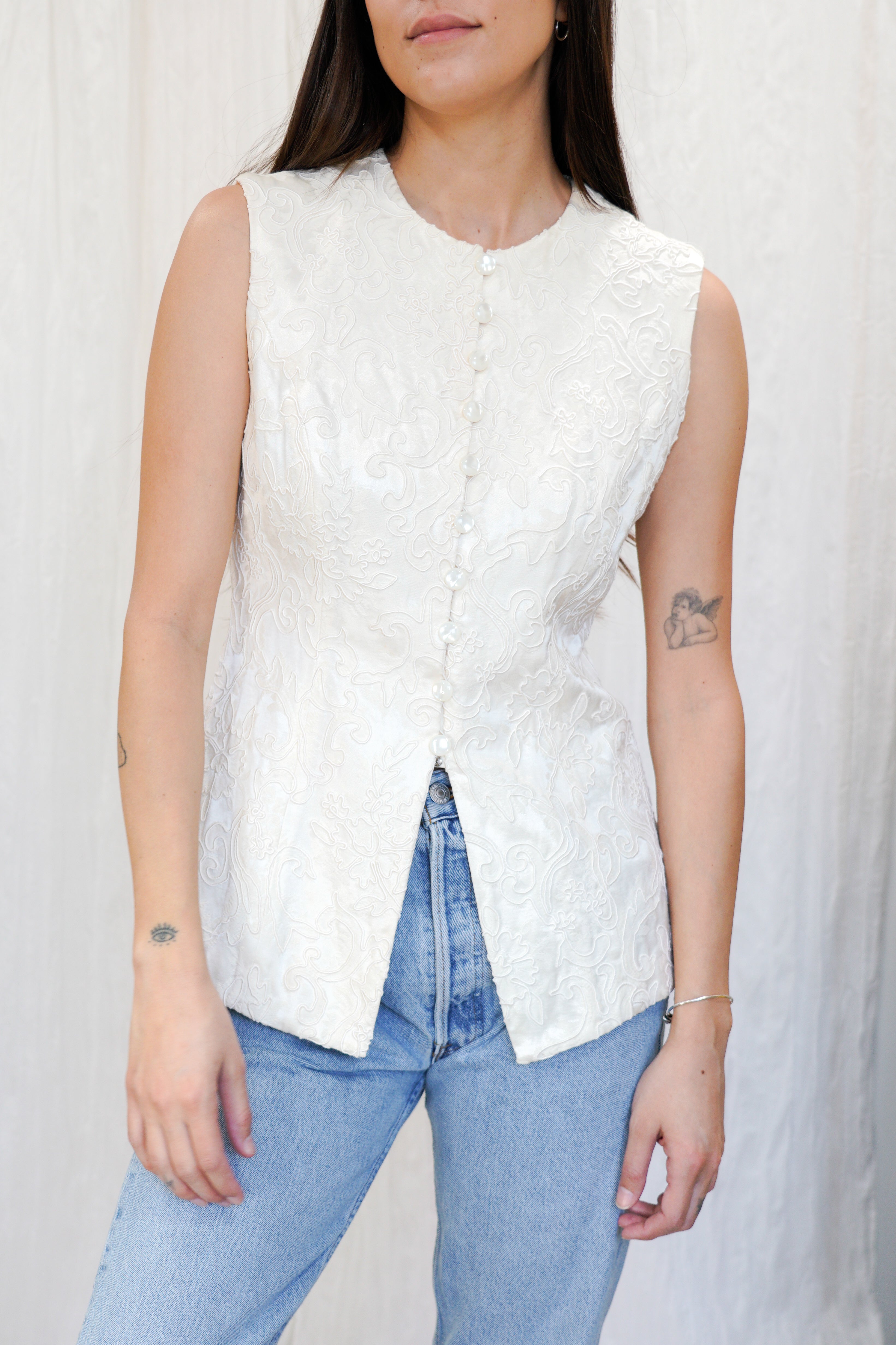 VINTAGE 1980-1990s Soutache Embroidered Sleeveless Top