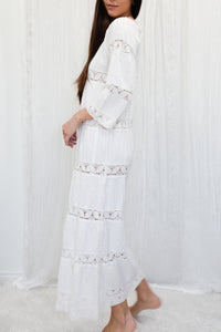 VINTAGE 1960-1970s Pin-Tucked Cotton Lace Mexican Dress