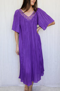 VINTAGE 1970s Crinkle Gauze Boho Midi Dress