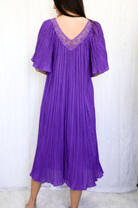 VINTAGE 1970s Crinkle Gauze Boho Midi Dress