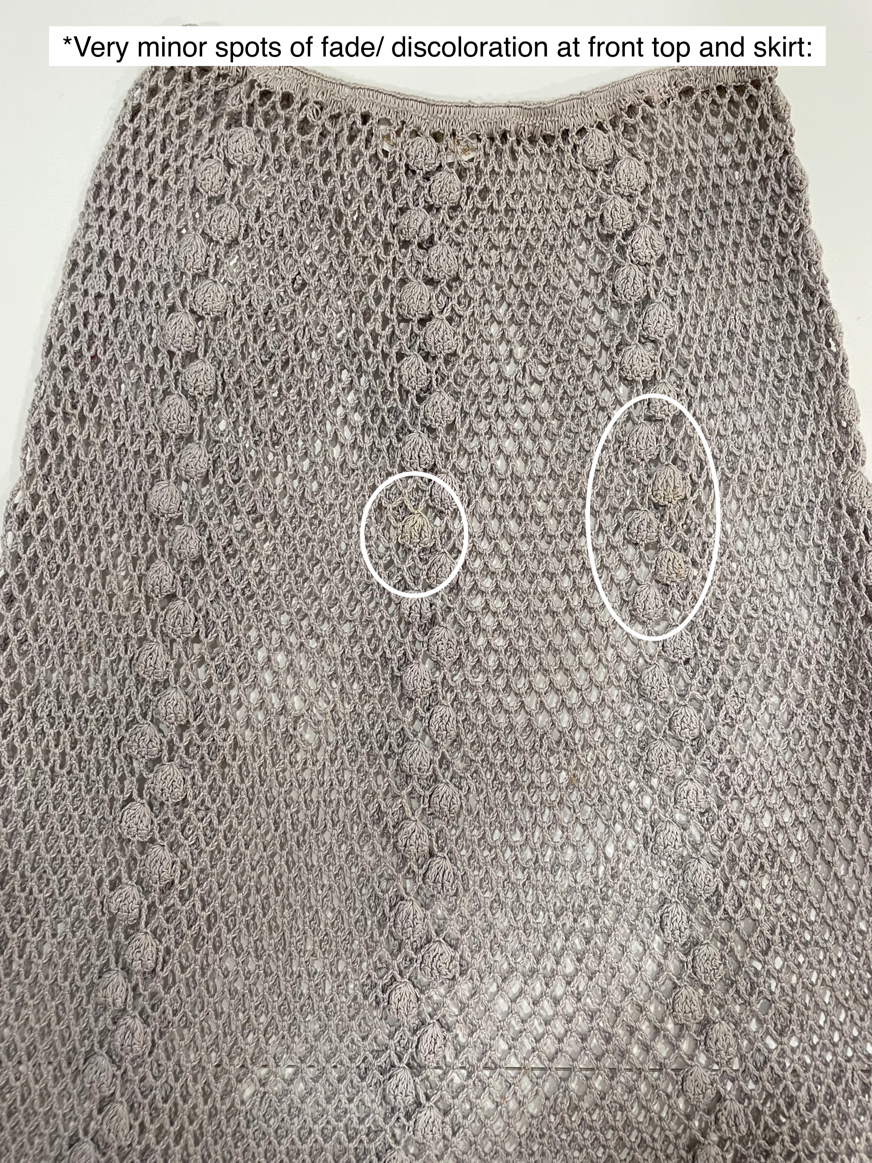 Vintage 1970s Hand Crocheted Matching Skirt Set
