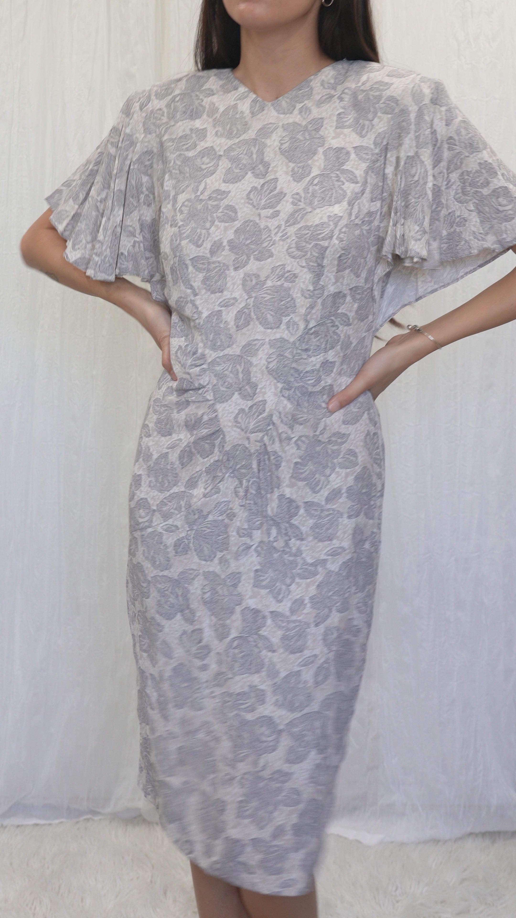 Vintage 1980s Rayon Floral Midi Dress