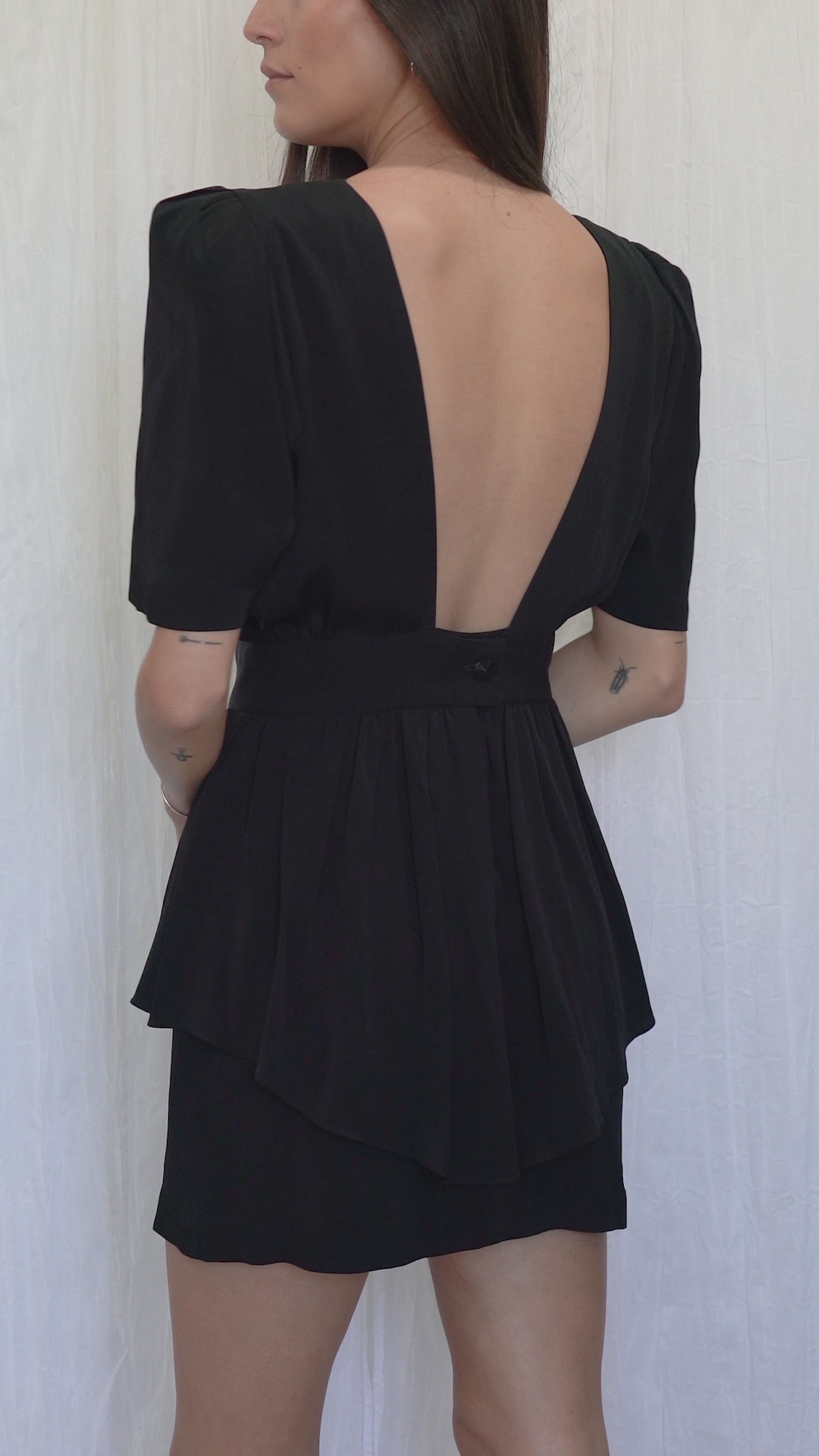 Re-Worked Vintage 1980s Open-Back Mini Dress