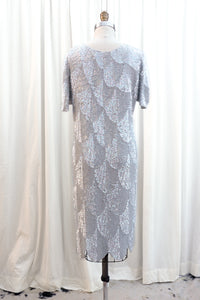 Vintage 1970-1980s Powder Blue Fully Sequined Silk Midi Dress