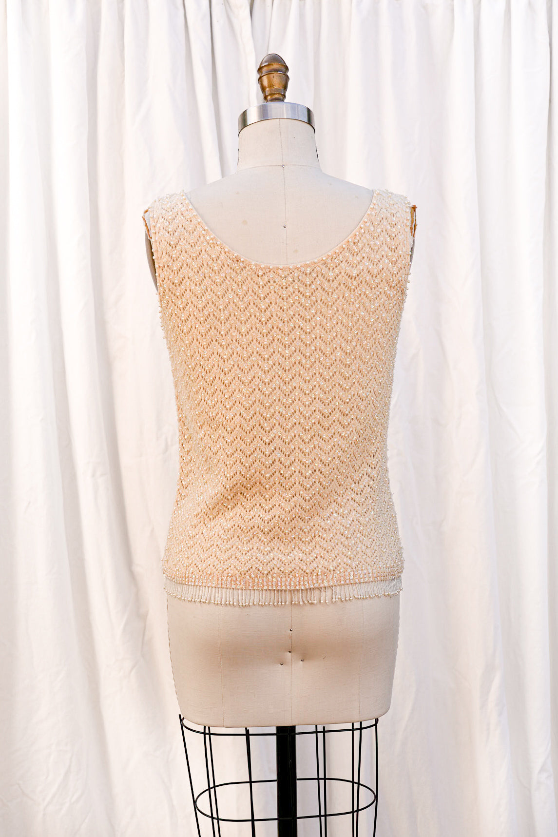 Vintage 1950-1960s Hand Beaded Knit Tank Top