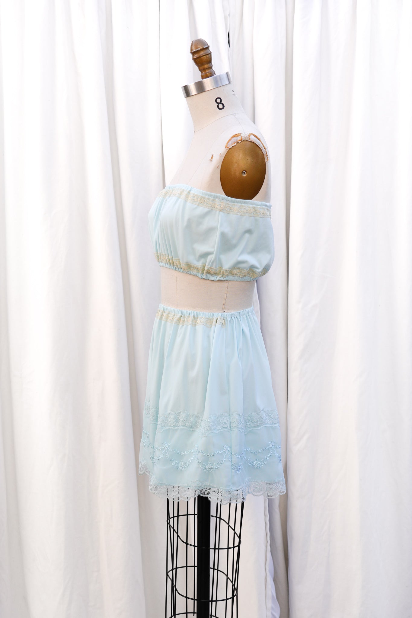 Re-Worked Vintage Nylon Slip Skirt Set