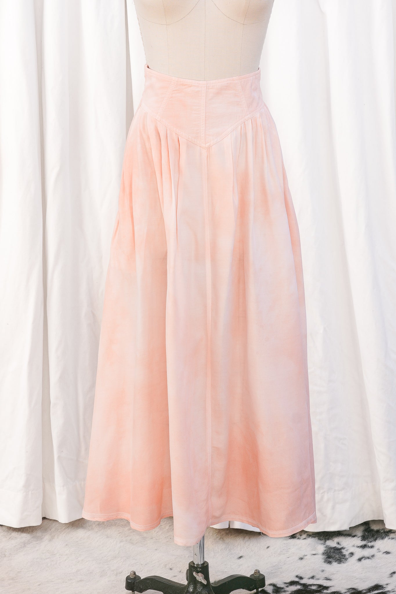 Re-Worked Vintage 1980s Hand-Dyed Full Length Skirt