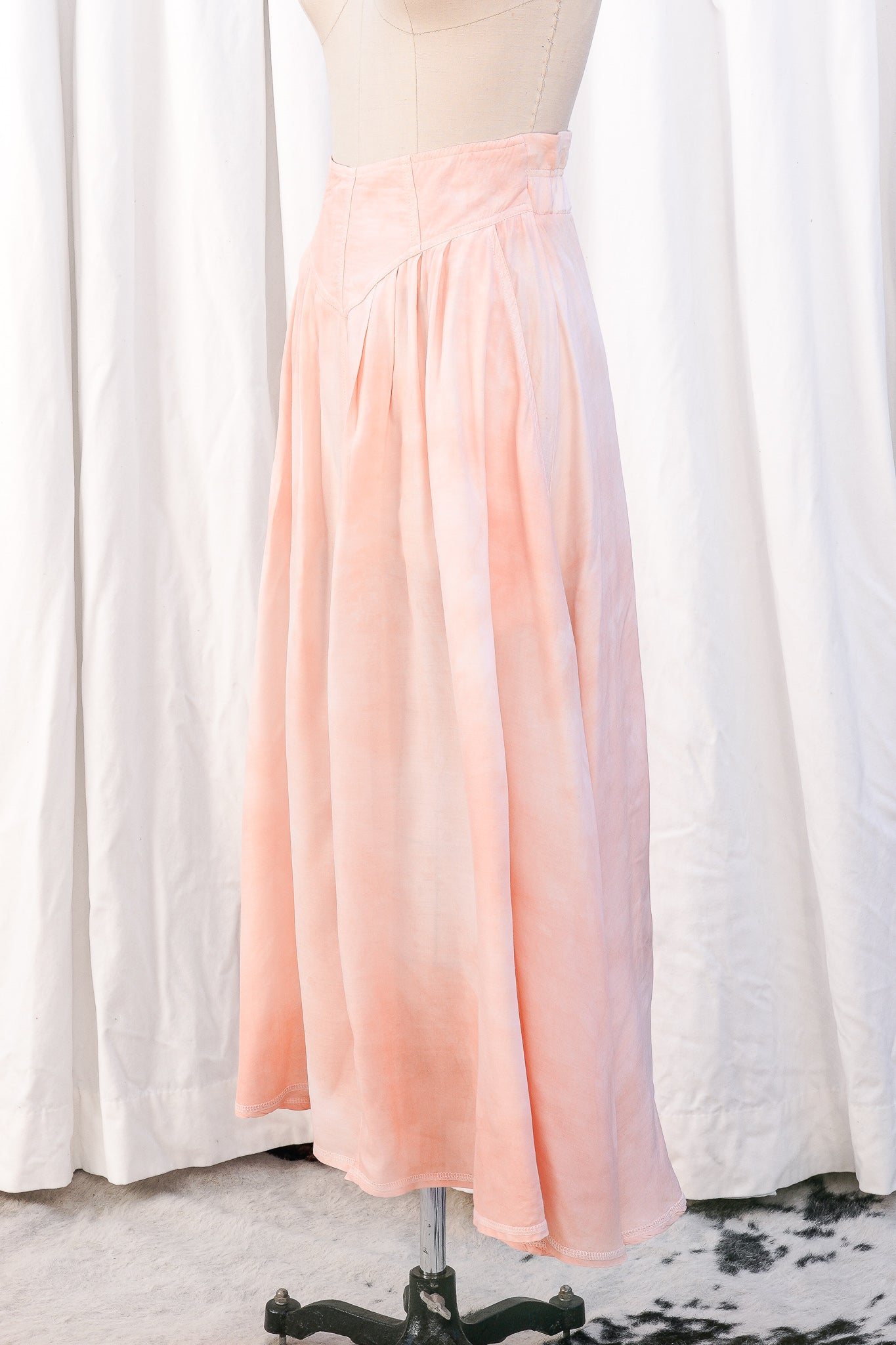 Re-Worked Vintage 1980s Hand-Dyed Full Length Skirt