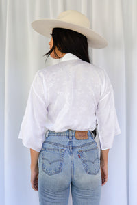 VINTAGE 1960's EMBROIDERED JACQUARD BLOUSE