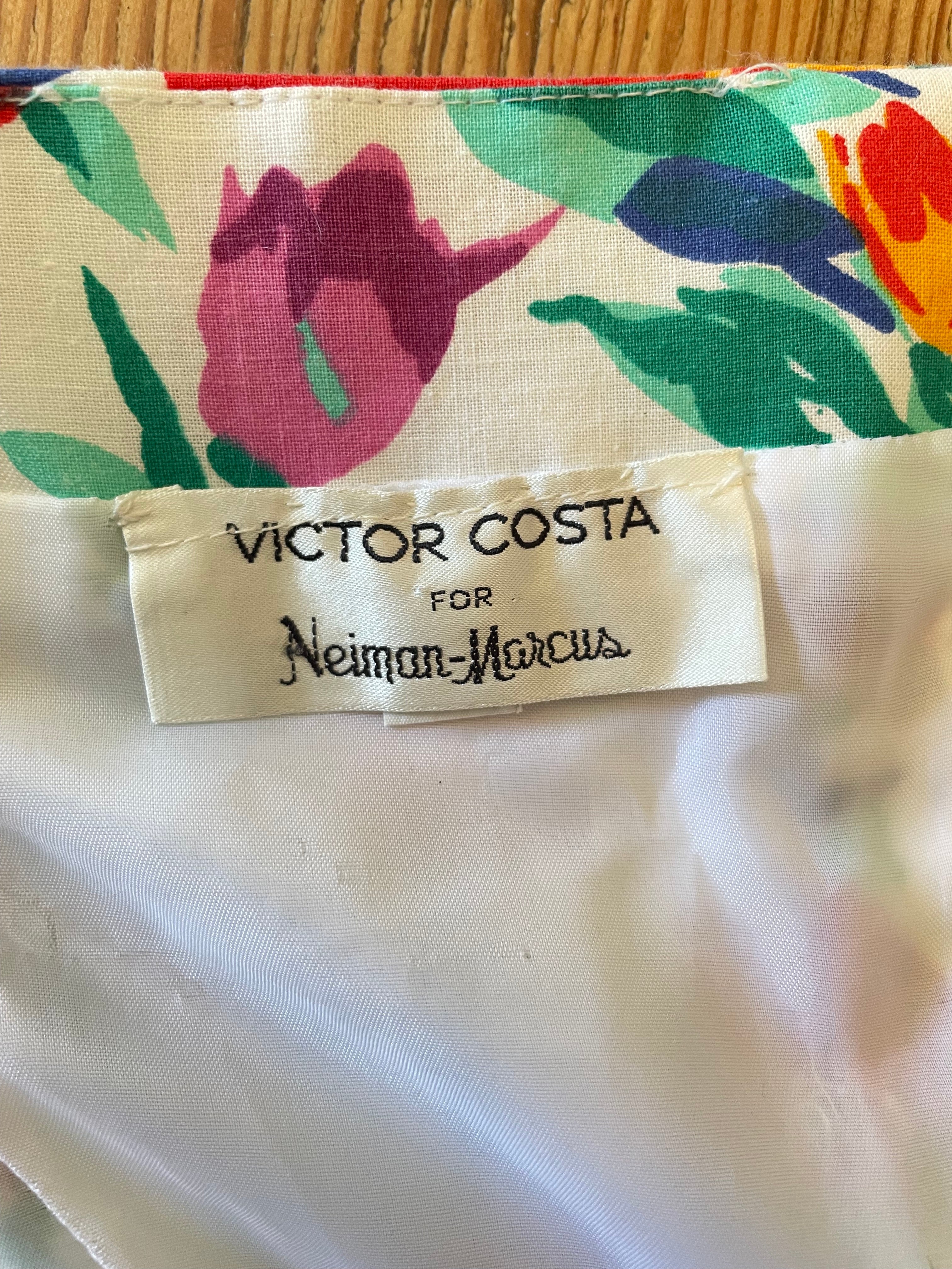 VINTAGE 1980's VICTOR COSTA COTTON FLORAL DRESS