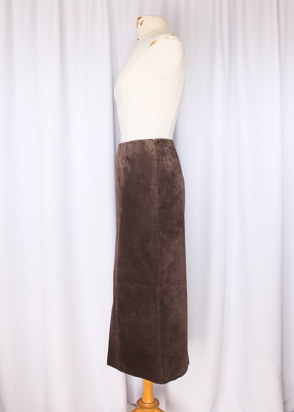 Vintage 1990s Mocha Brown Suede Midi Skirt