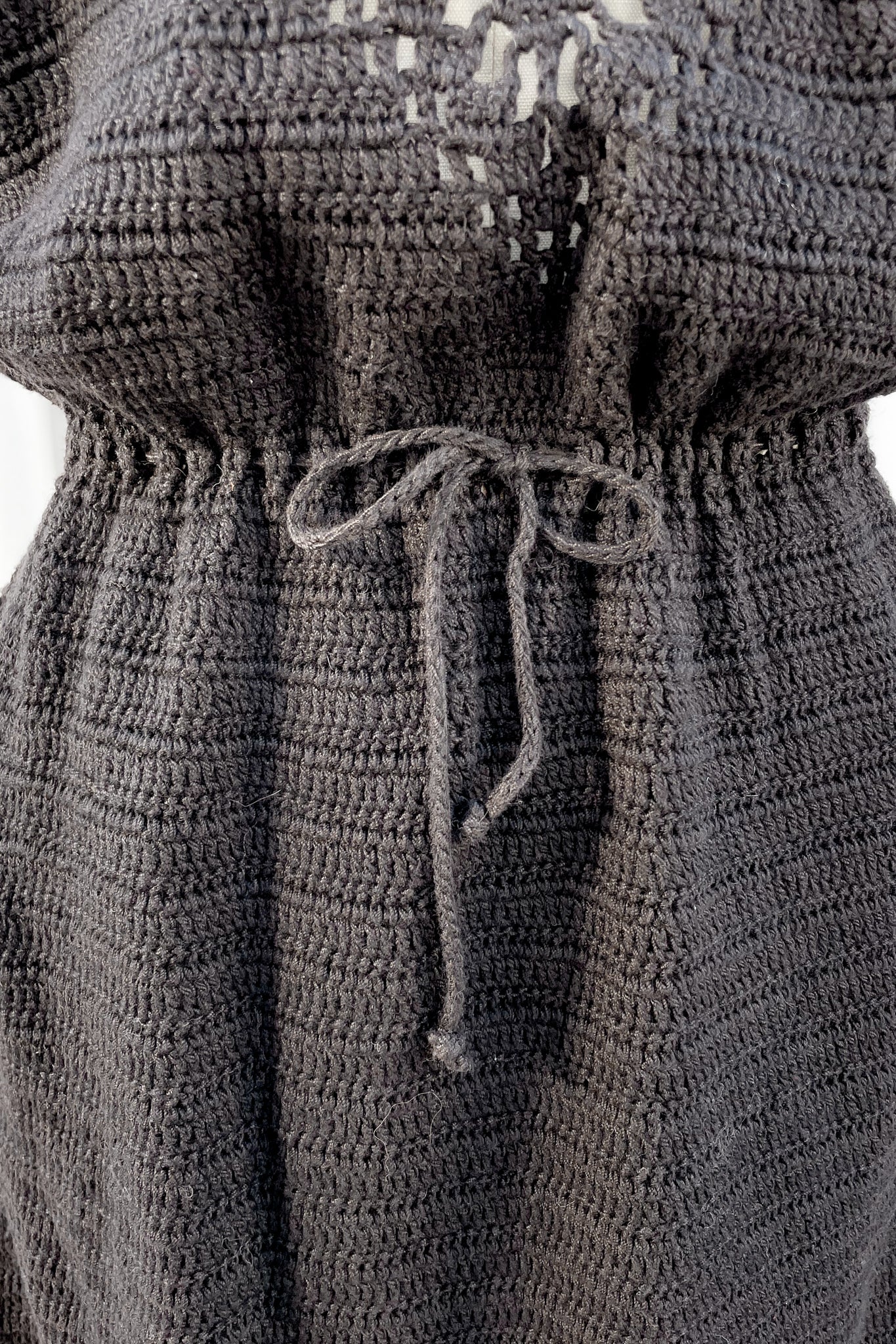 Vintage Hand-Crocheted Black Midi Dress
