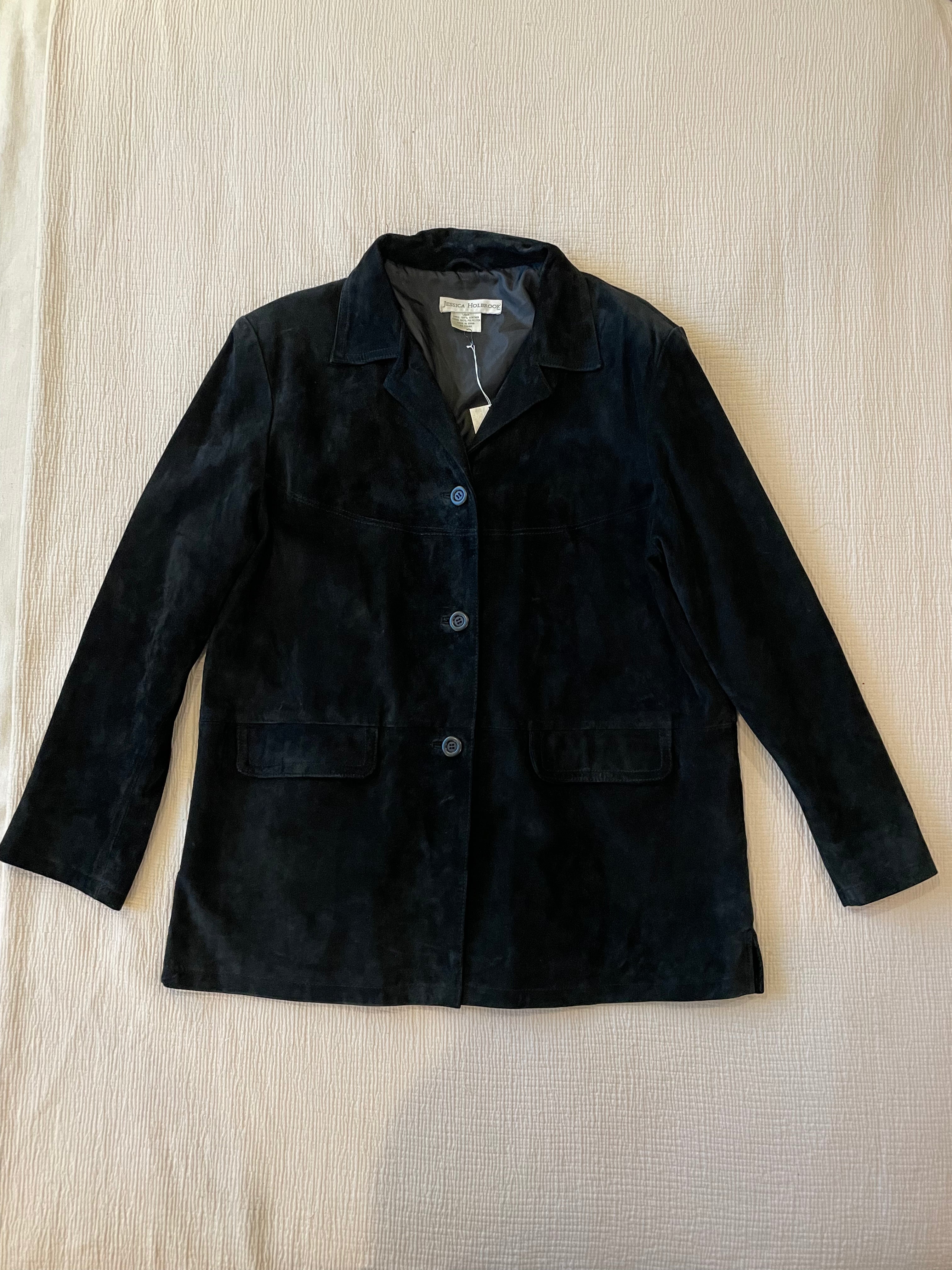 Y2K BLACK GENUINE SUEDE JACKET