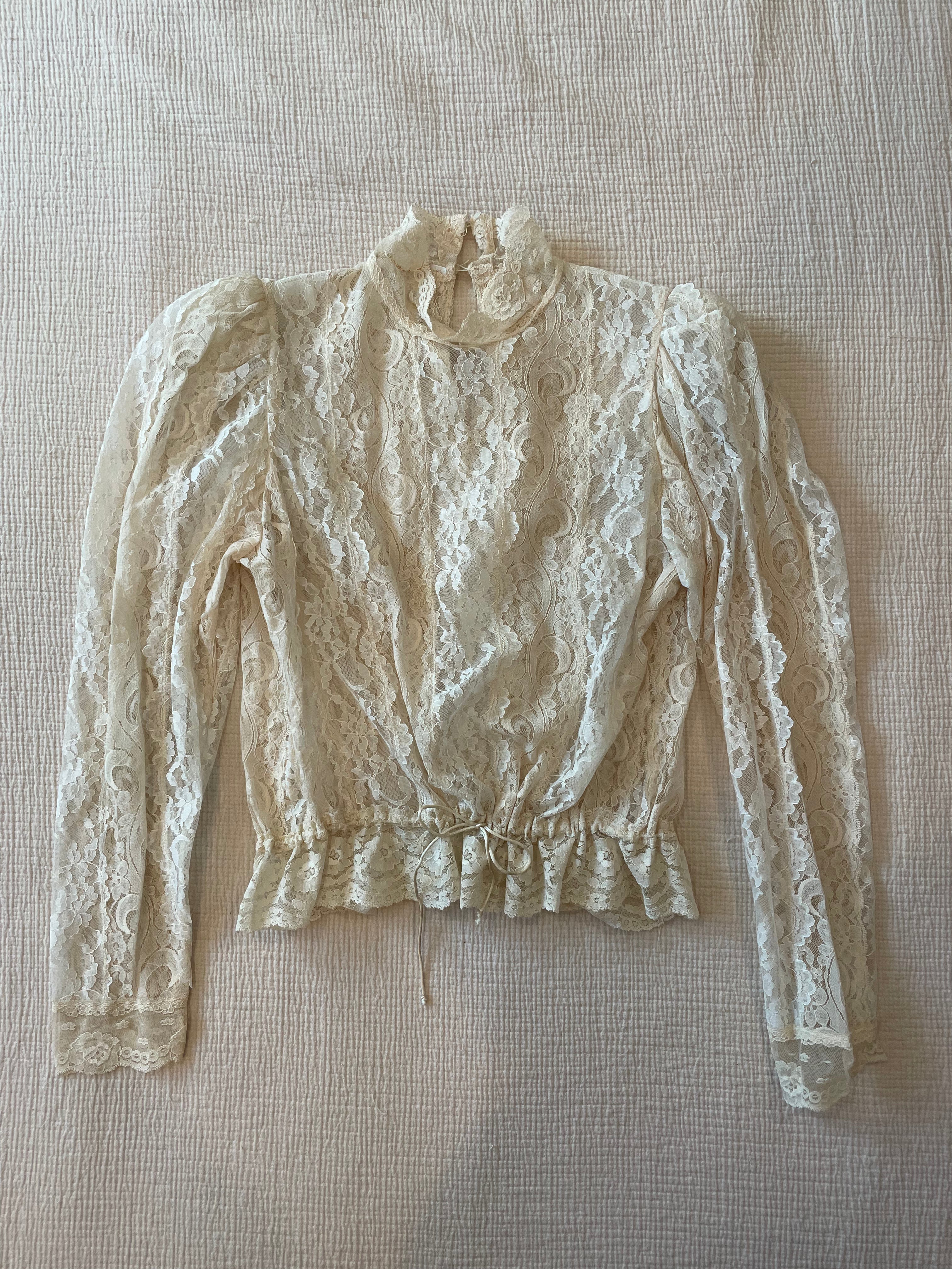 VINTAGE 1960-70's EDWARDIAN INSPIRED LACE TOP