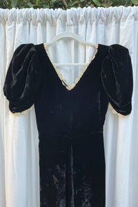 VINTAGE 1930's VELVET BIAS CUT DRESS