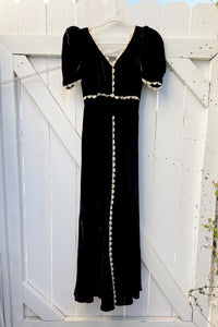 VINTAGE 1930's VELVET BIAS CUT DRESS