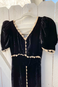 VINTAGE 1930's VELVET BIAS CUT DRESS